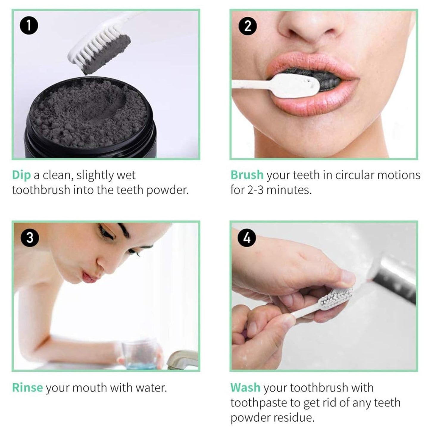 100% Natural Activated Carbon Strong Formula Dental Whitening Black Cleaning Powder