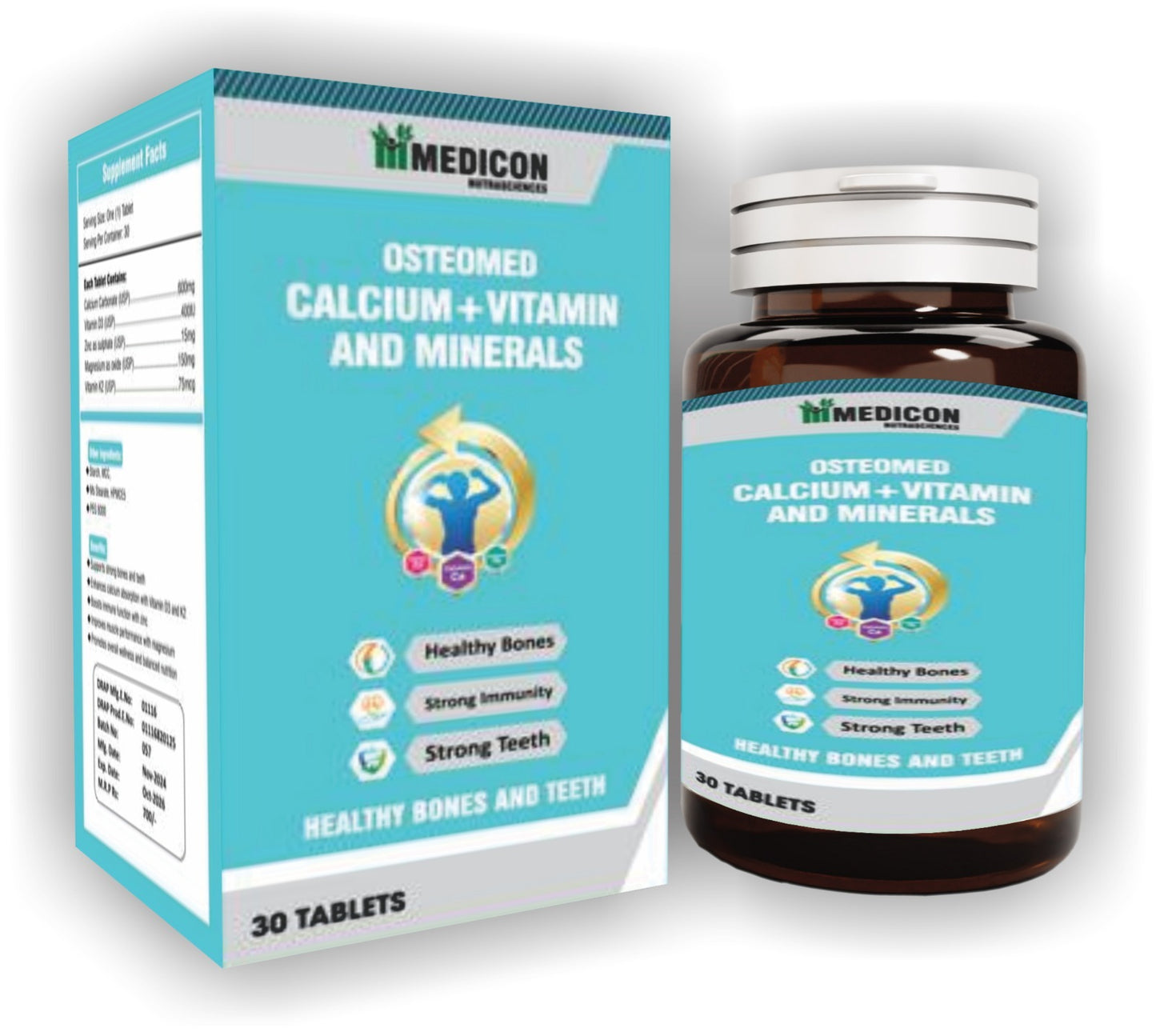 Calcium Plus Vitamin D3 and Essential Minerals_Bone Health Support for Stronger Bones and Improved Absorptio 30Tablets