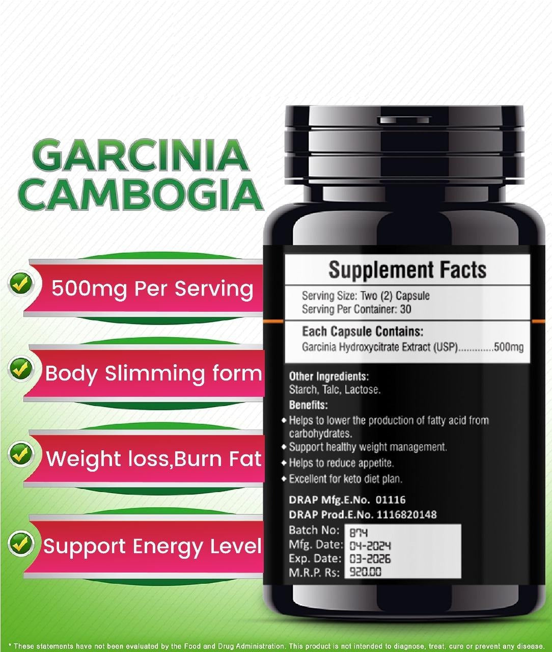 Capsules For Loss Weight, Burns Fat &amp; Control Appetite 30 Capsules
